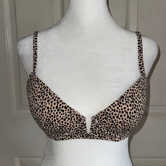 Shade & Shore Tan And Black Leopard Print Underwire Bikini Top - Picture 1 of 4